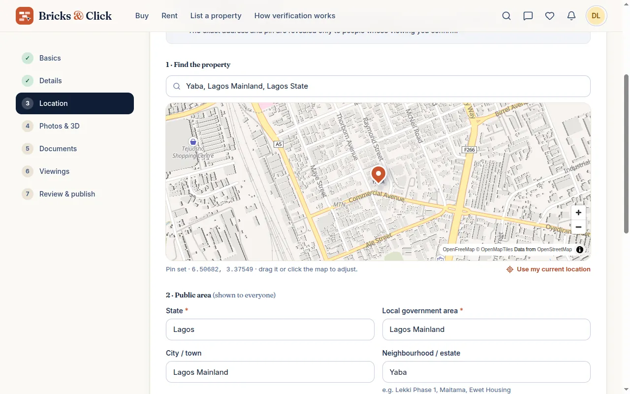 Step 3: address search and map pin